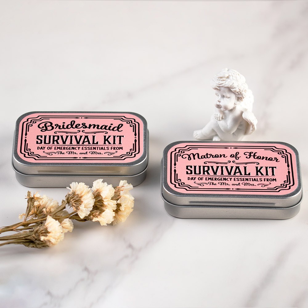 Custom Bridesmaid Wedding Day Survival Kit, Bridesmaid Gift Box Tin for Engagement Supply & Wedding Survival Kit - Sold at 3PCS