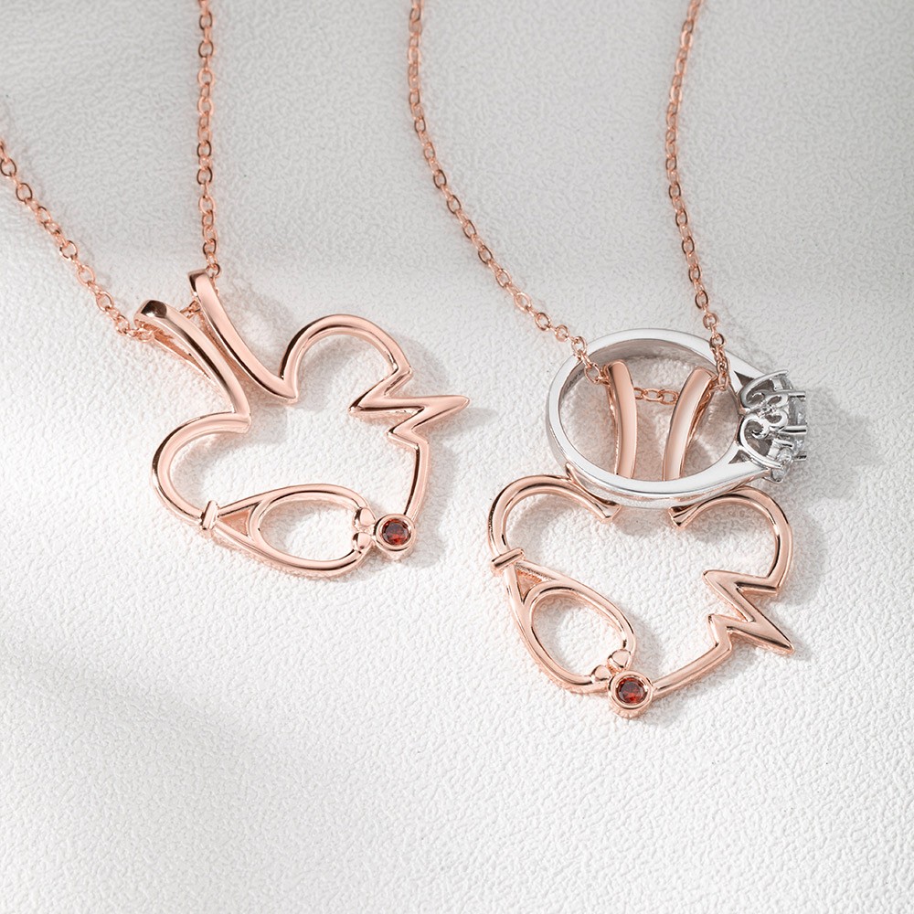 Nurse Ring Holder Necklace with Birthstone, Customized Ring Holder Necklace, Stethoscope Ring Holder Necklace, Doctor/Nurse/Graduation Gift