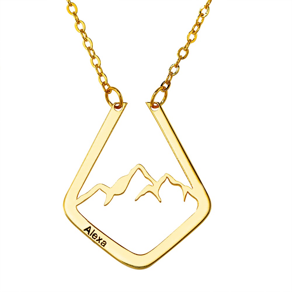 Dainty Ring Holder Necklace with Mountain Design, Custom Geometric Ring Keeper Simple Jewelry Gift for Her/Womens/Girls Mothers/Doctor/Nurse
