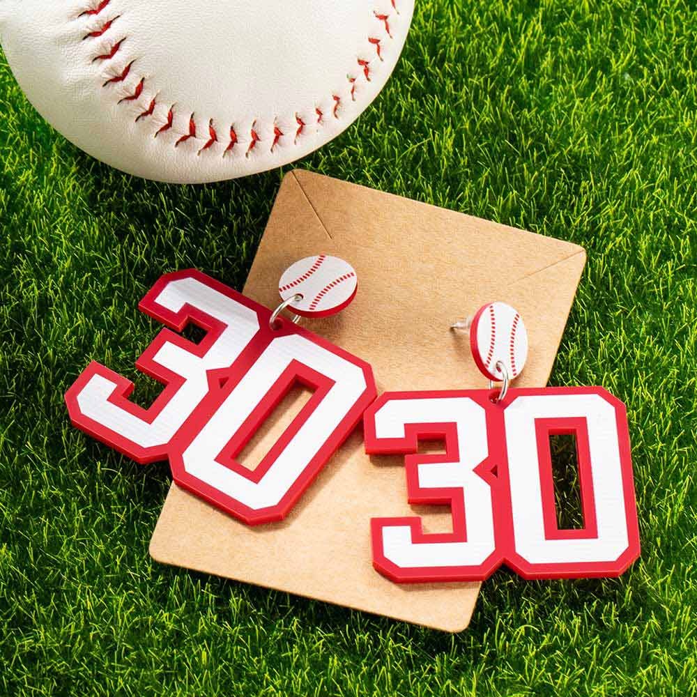 Benutzerdefinierte Spielernummer Ohrringe, Sportnummer Ohrringe mit Baseball/Fußball/Fußball/Volleyball, Geschenk für Sportliebhaber/Mutter/Fans