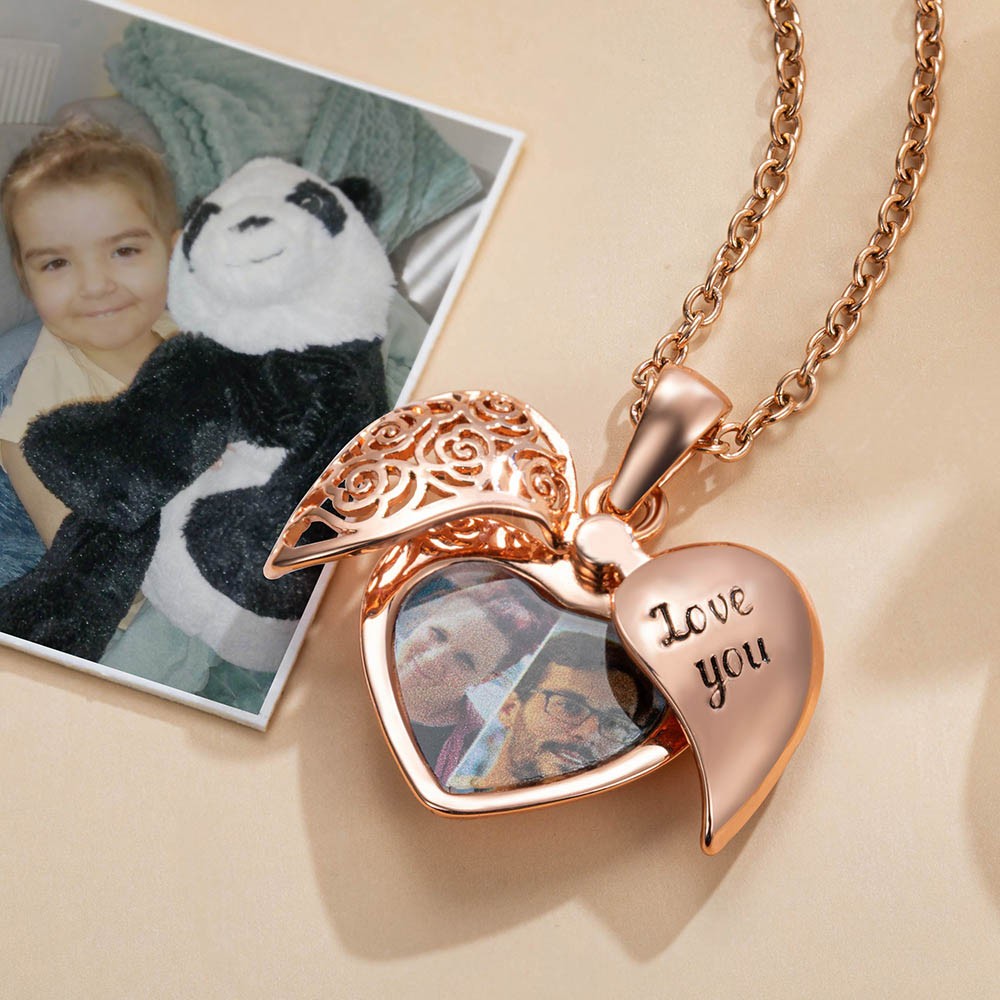 Collana con foto del medaglione vintage, collana con foto del cuore con totem, collana del cuore, gioielli commemorativi, ricordo del cuore, regalo per mamma/nonna