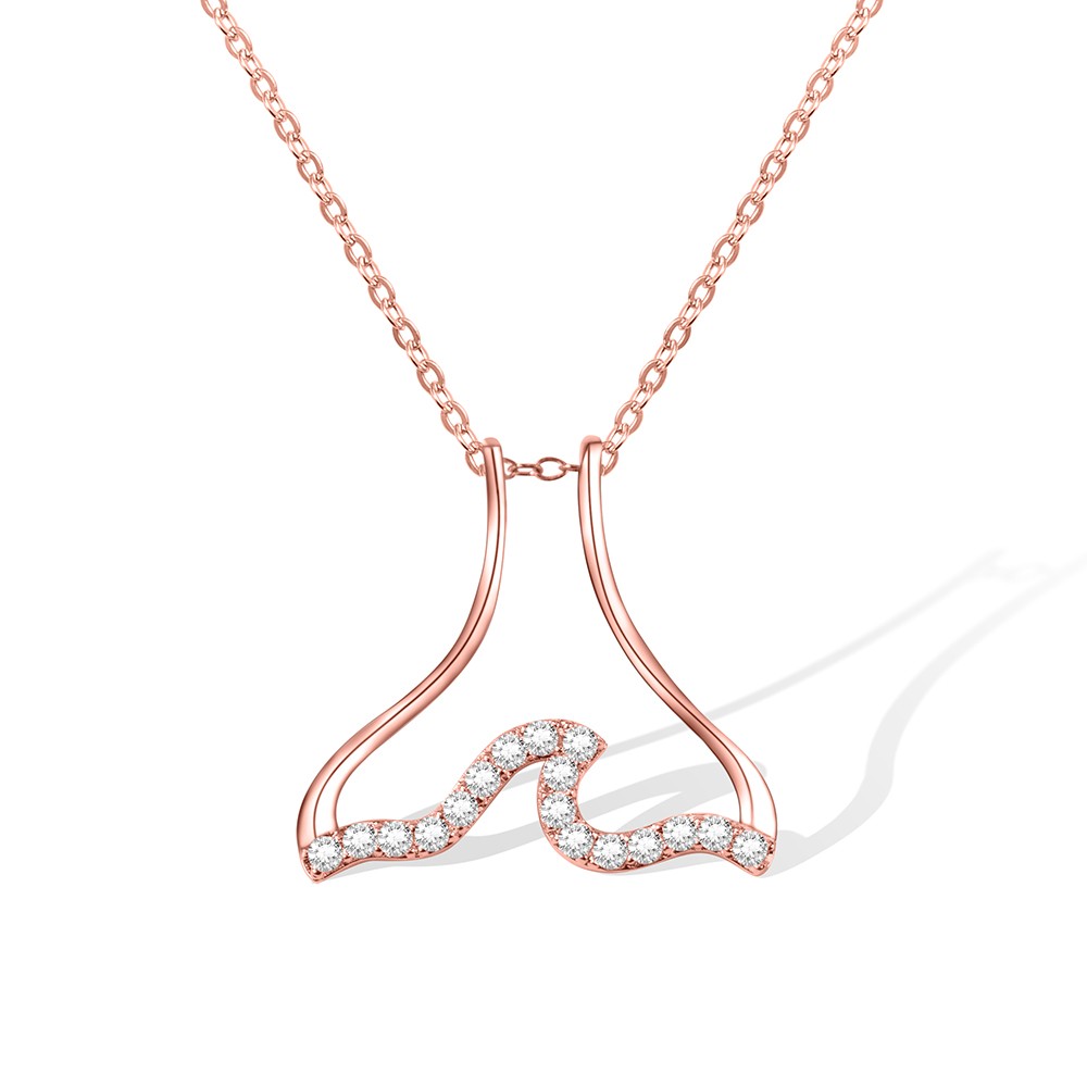 Waves Necklace Ring Holder Necklace with Zircon, Wedding Ring Keeper Necklace, Mermaid Tail Pendants Necklace, Gift for Women/Nurses/Mothers/Wife