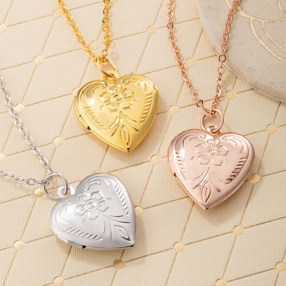 Colar de medalhão de coração personalizado com flor, colar de foto, colar de prata esterlina, colar delicado/pequeno medalhão, presente para esposa/menina/mãe