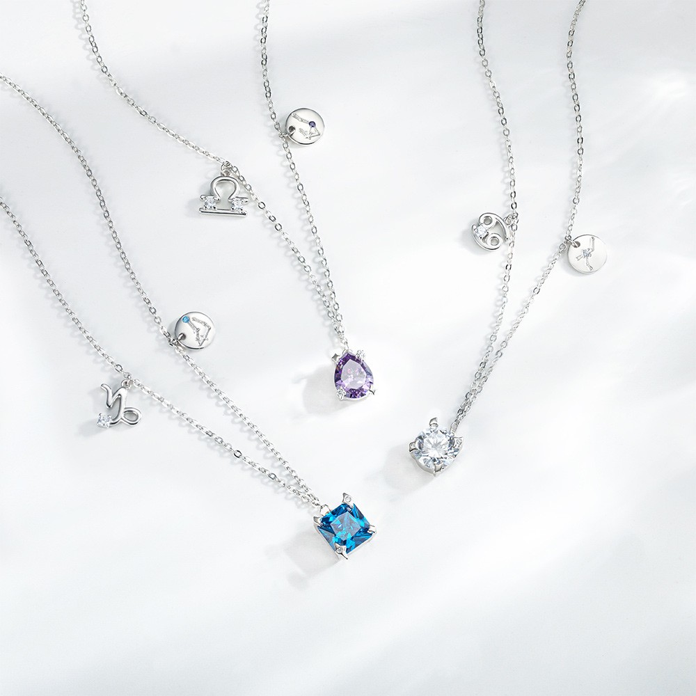 Collier pendentif avec pierre de naissance signe du zodiaque, bijoux de constellation d'astrologie en argent sterling 925, cadeau d'anniversaire/anniversaire/de Noël pour femme/fille