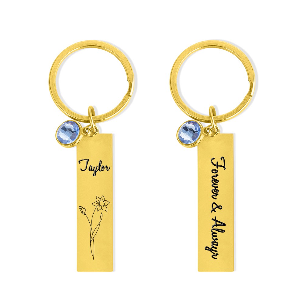 birth monthly flower keychain