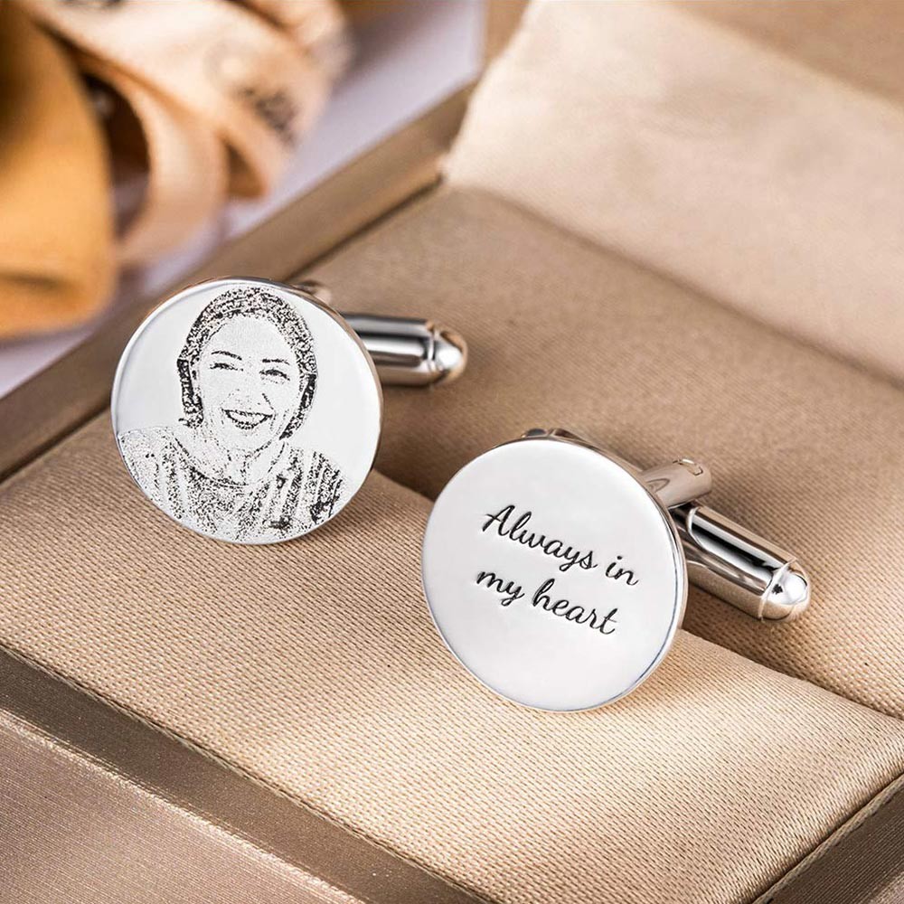 Custom Portrait Photo Cufflinks, Memorial Cufflinks, Stainless Steel/Sterling Silver 925 Cufflinks, Birthday/Father's Day Gift for Groom/Men/Father