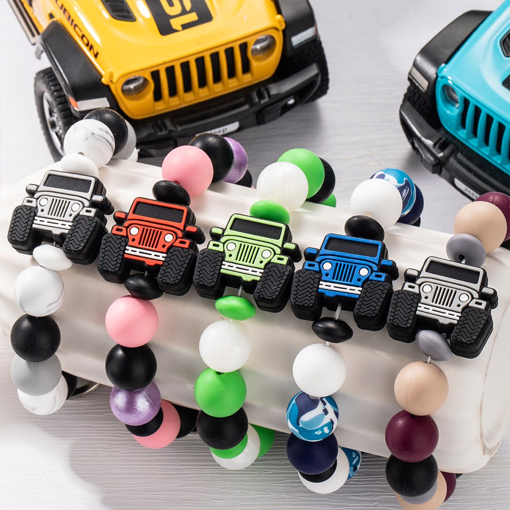 Car Charm Wristlet, Silicone Bead Wristlet, Car Keychain, Adjustable Wristlet, Car Lovers Gift, Guy Gift, Gift for Dad/Boyfriend
