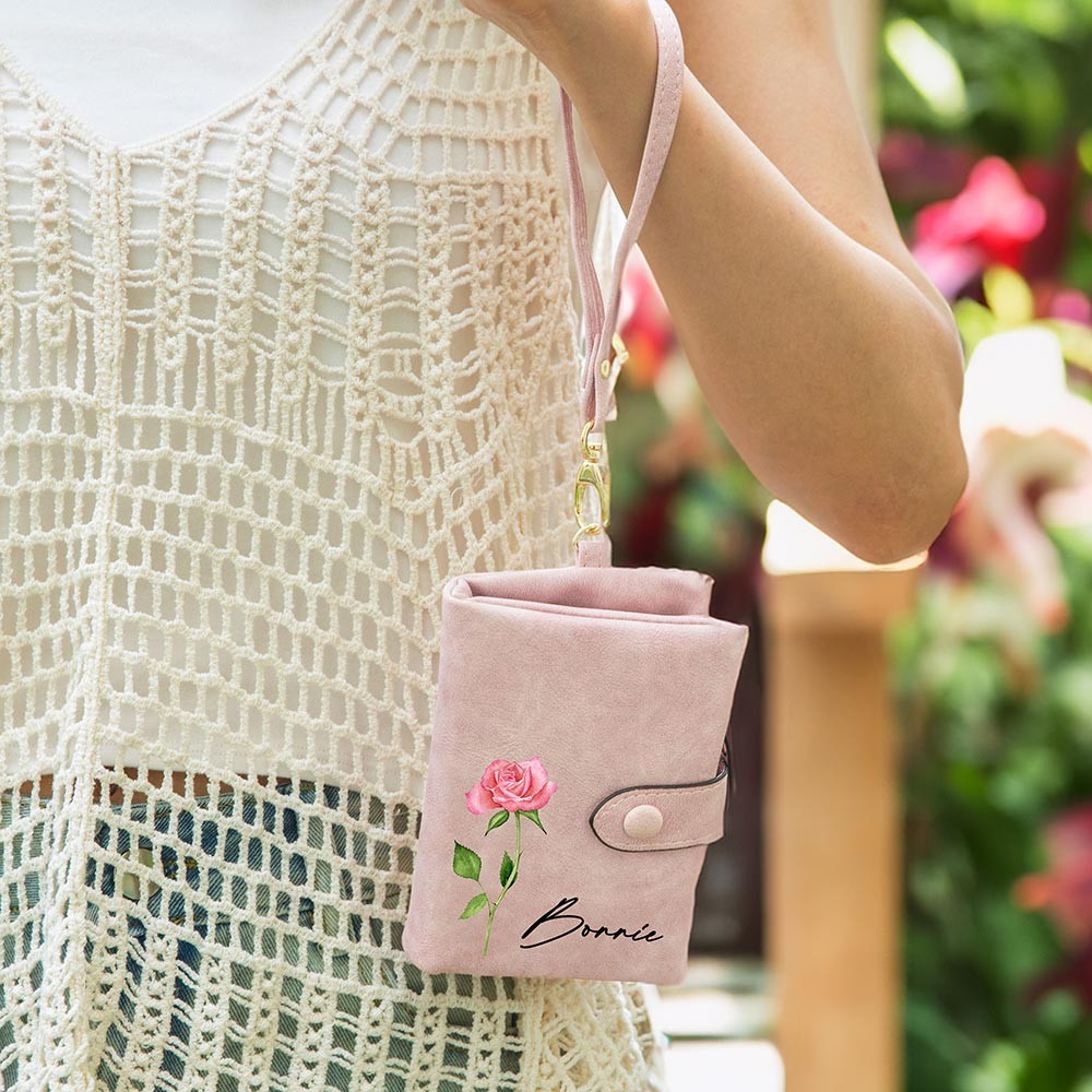 birth flower wallet