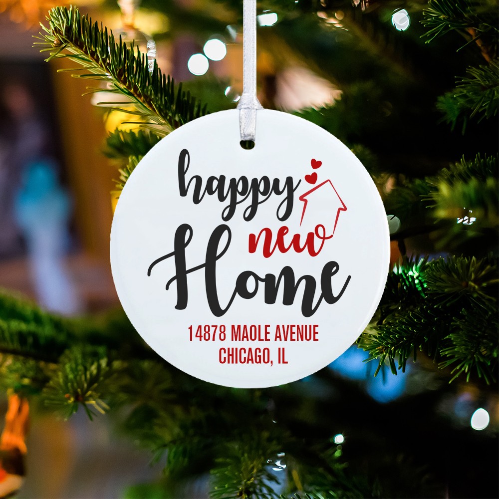 Personalized Happy Home Ceramics Decoration, Custom Christmas Ornament with Message, Home Decoration, Housewarming Gift, Gift for Friends/Family/Her