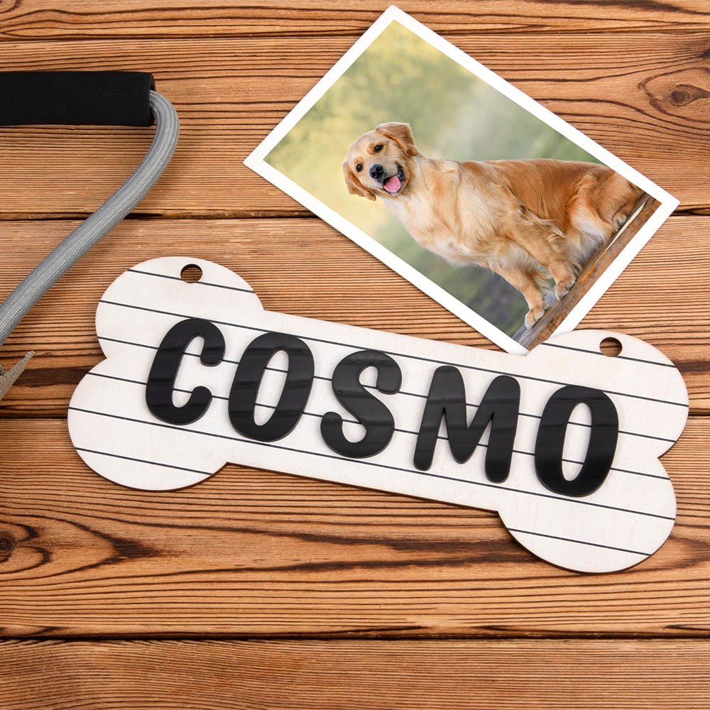 Signe personnalisé de caisse d'os de nom, signe de chien, décor de chambre de chien, signe de chenil de chien, signe suspendu de caisse, cadeau pour des amants d'animal familier/chien maman, cadeau commémoratif d'animal familier