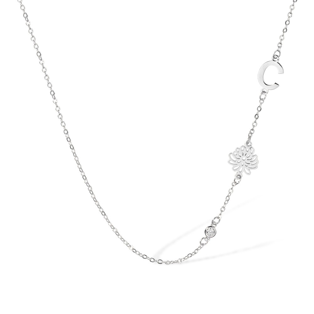Custom Birthflower & Birthstone Necklace with Initial, Family Bouquet Necklace, Memorial Jewelry, Birthday/Christmas Gifts, Gifts for Mom/Grandmom/Her
