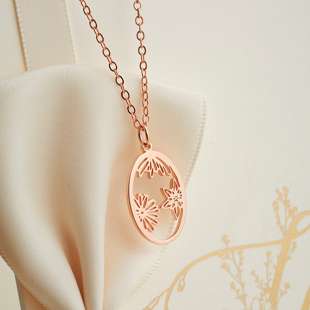 Birth Flower Necklace, Engraved Birth Flower Necklace, Bridal Shower Gift, Bridal Party Gift, Gift For Her, Best Friend Birthday Gift