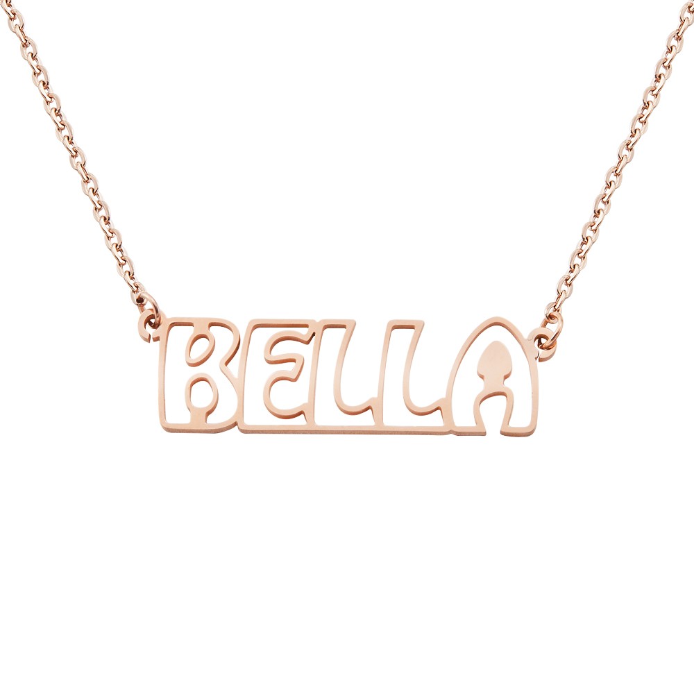 Personalized Name Hollow Font Necklace, Custom Name Letter Necklace, Dainty Silver Necklace, Name Jewelry, Valentine's Day/Birthday Gifts Gift for Her
