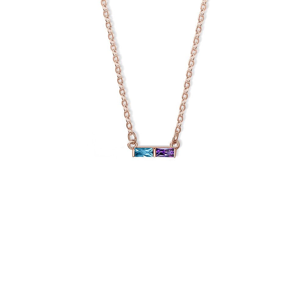 Personalized 1-8 Baguette Birthstones Dainty Pendant Necklace, Minimal Family Jewelry, Birthday/Mother's Day Gift for Women