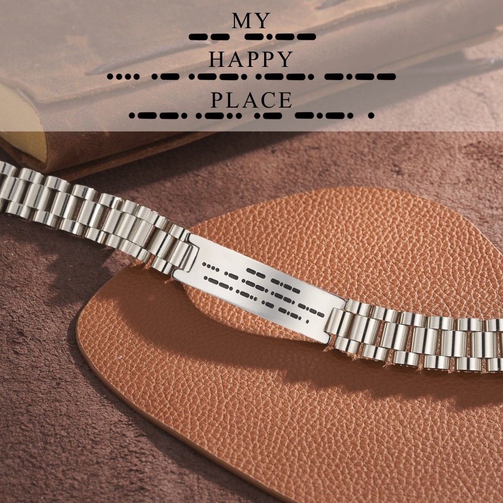 engrave morse code bracelet for couple
