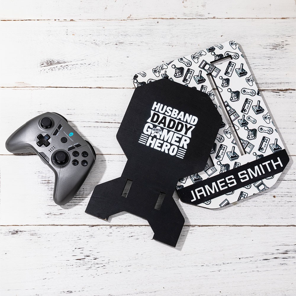 Personalized Headphone and Controller Stand, Headset/Xbox/Switch/PS4/5/6 Game Controller Holder, Gamer Gifts for Men/Dad, Gaming Accessories for Desk