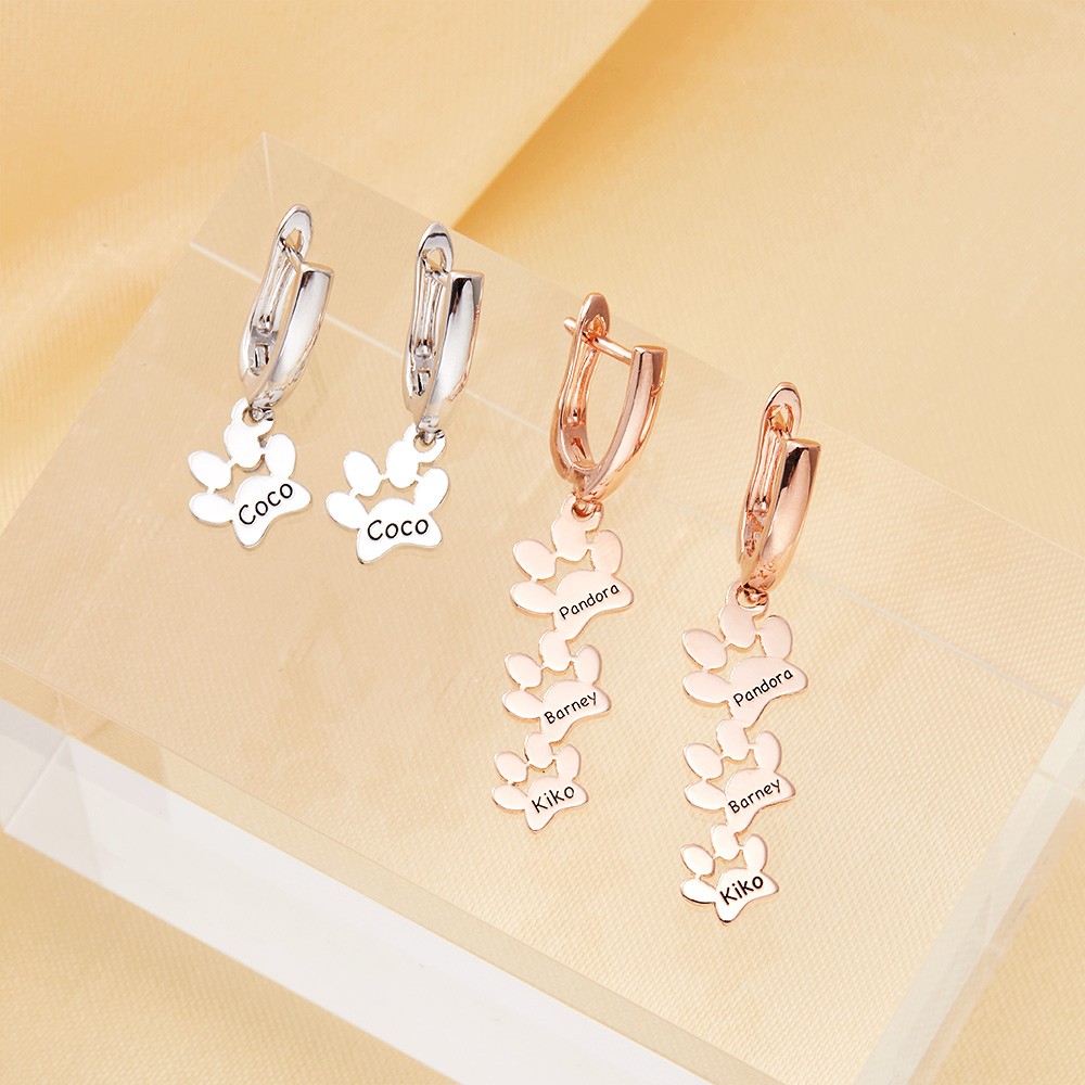 Custom Pet Paw Print Earrings