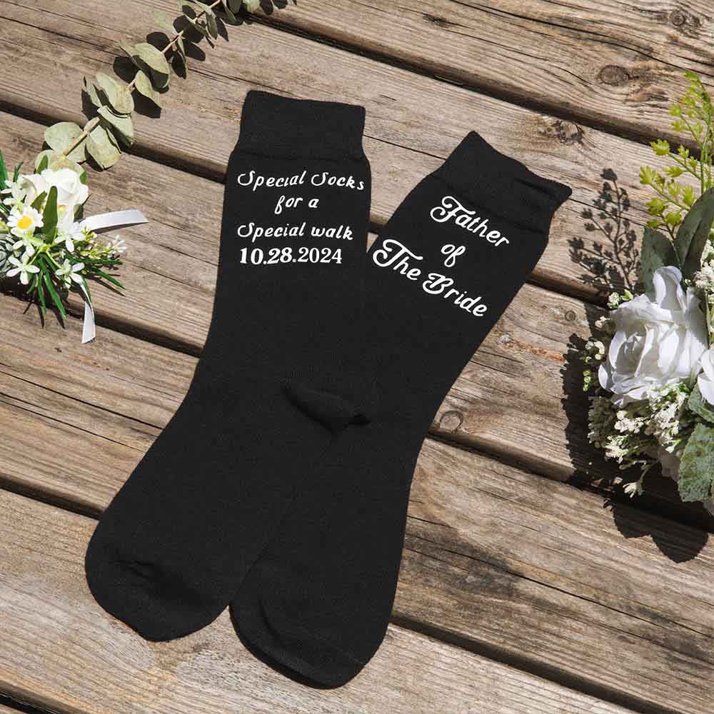 Custom Father of the Bride Socks with Wedding Date, Special Socks for a Special Walk, Gifts for Father of the Bride/Father in Law, Socks for Men