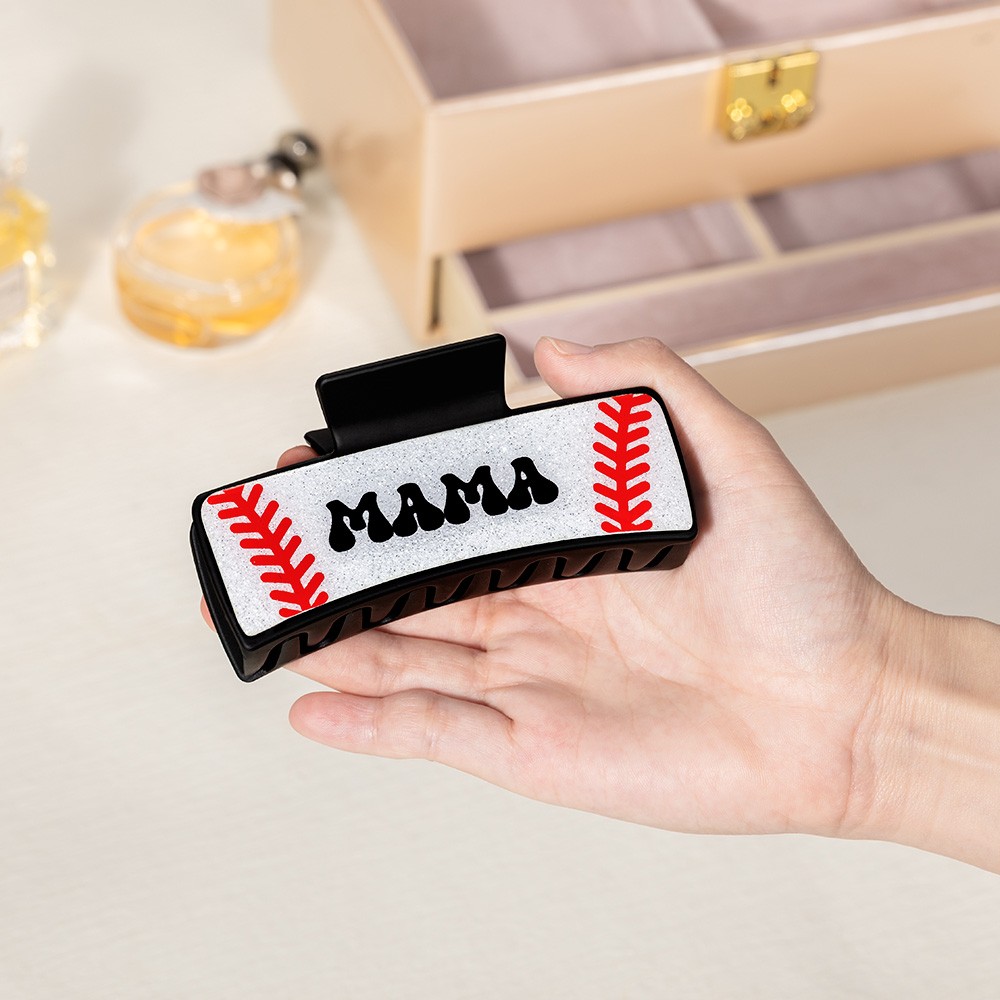 Personalized Baseball Glitter Claw Clip for Women, Custom Name Sports Hair Clip, Hair Accessory, Birthday/Anniversary Gift for Baseball Lover/Mom/Her