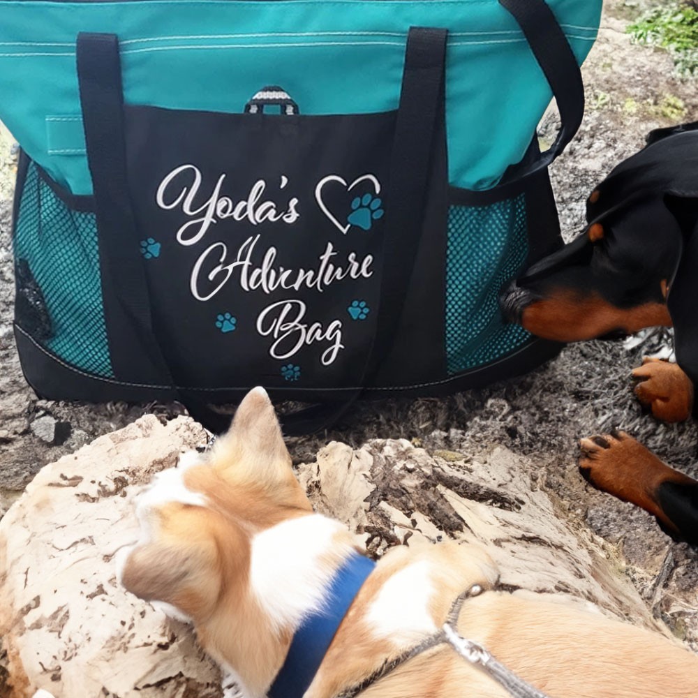 Personalized Doggie Things Pet Tote Bag with Zipper, Custom Pet Travel Daycare Bag, New Puppy Gift, Pet Groomer Gift for Pet Lover/Pet Owner