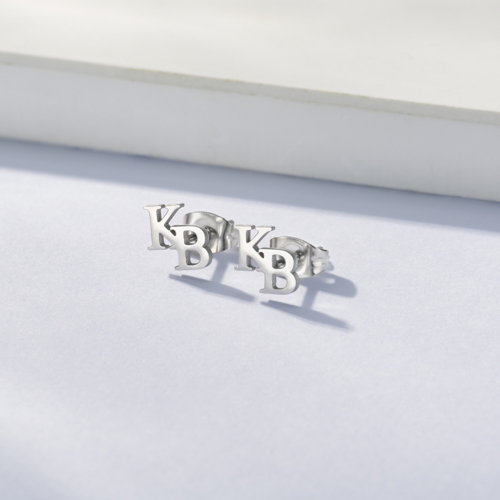 two letter studs earrings