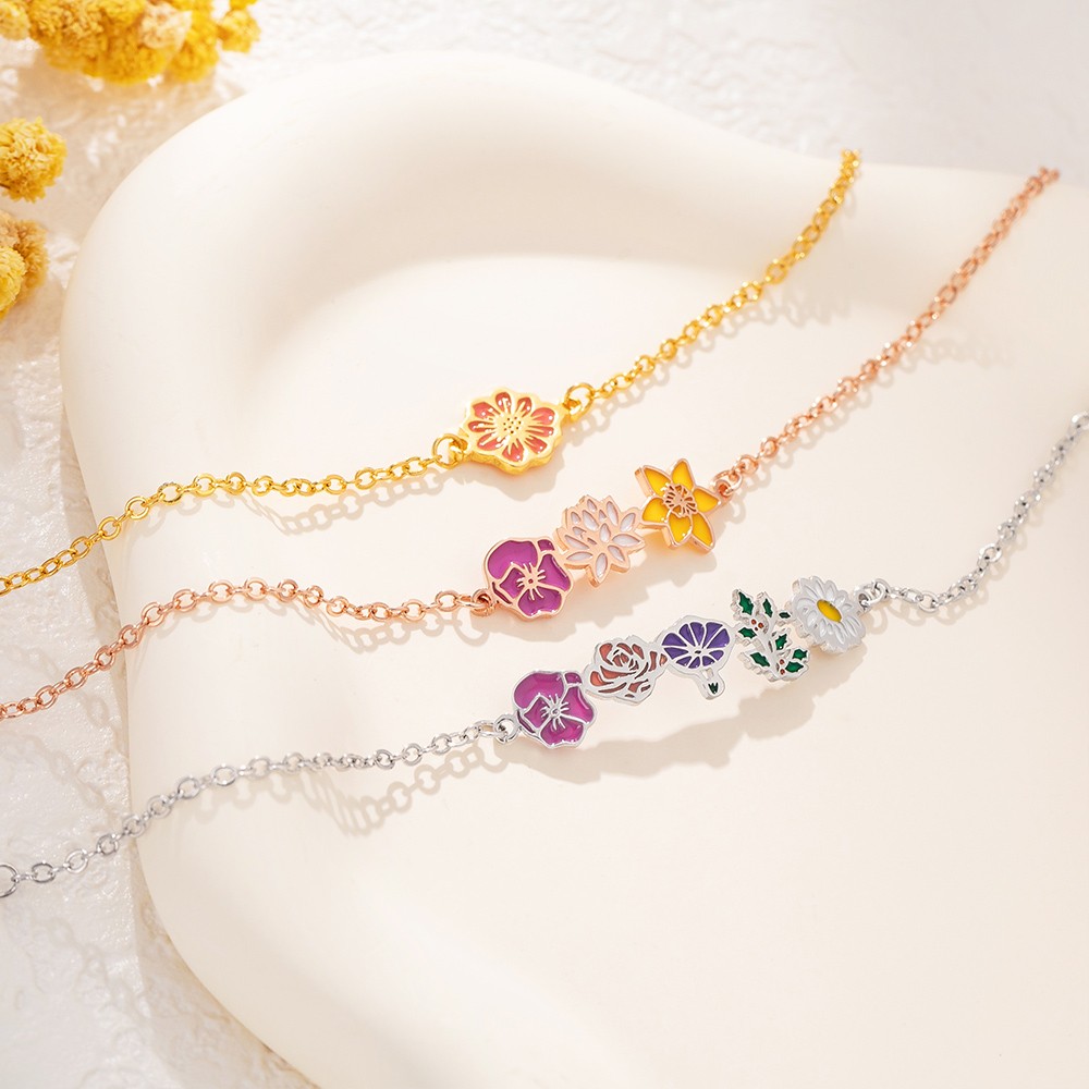 personalized bracelet with birthflower