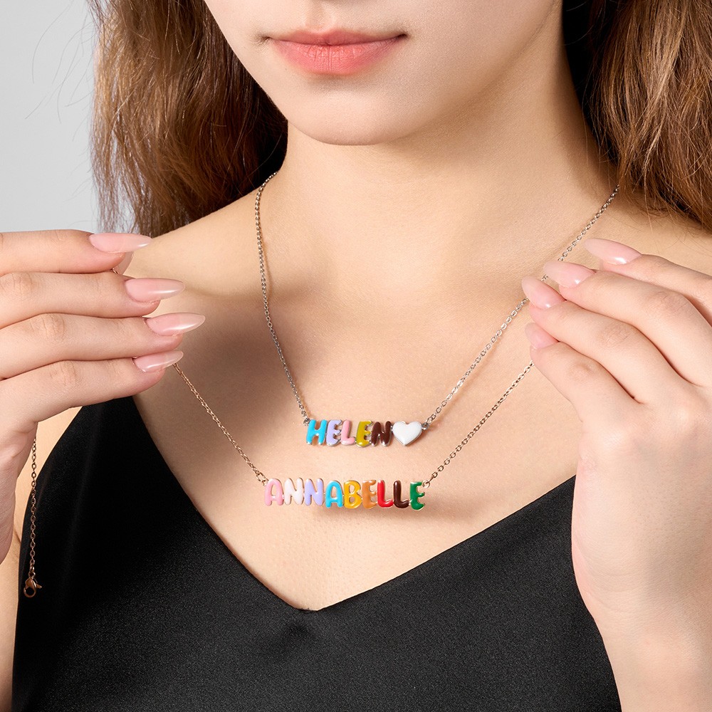 colorful bubble letter necklace