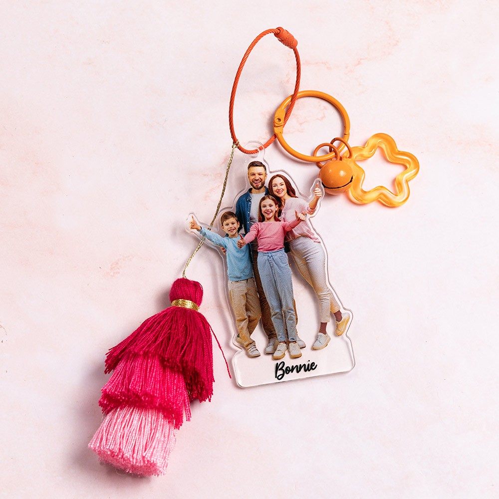 Personalized Text and Photo Bag Name Tag Keychain