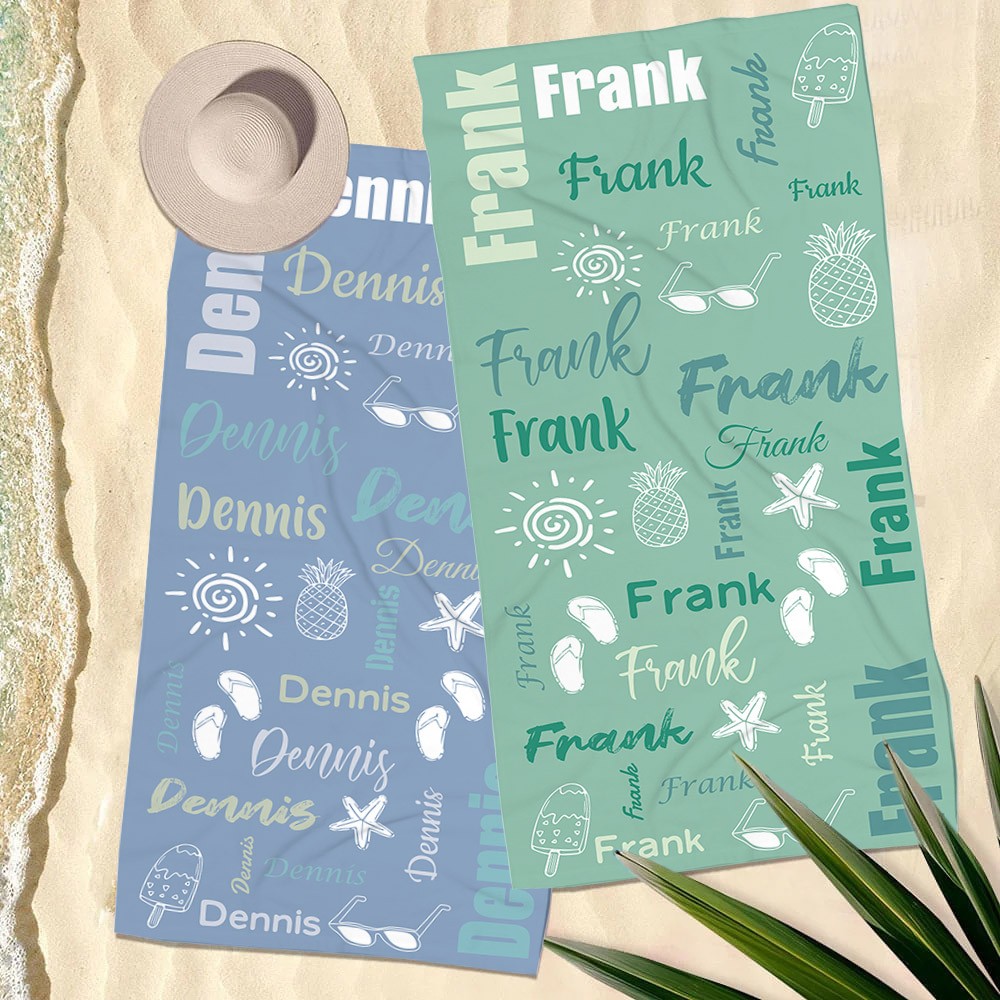 custom name beach towels