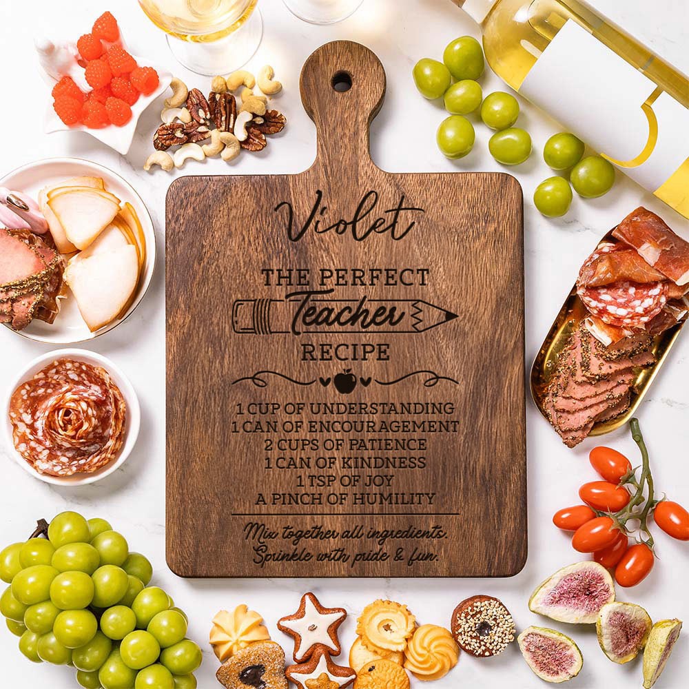 Perfect Teacher Cutting Board with Handle and Name