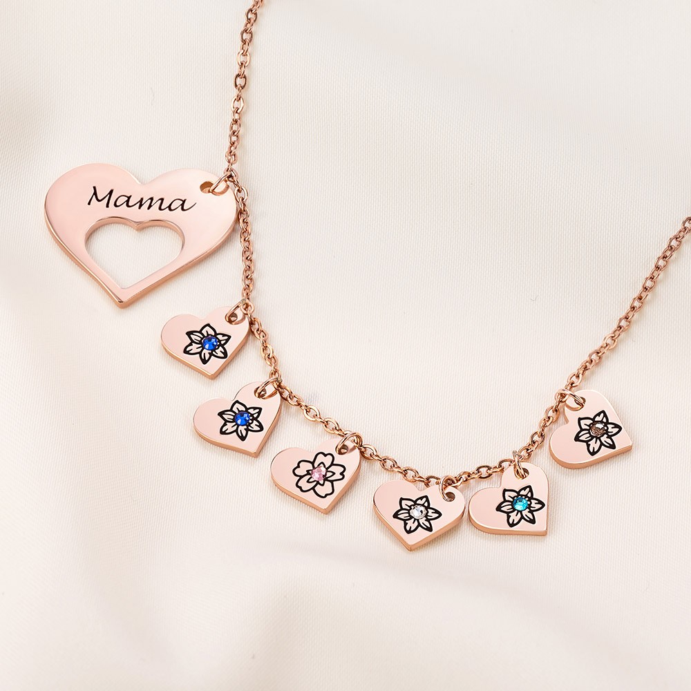 multi-heart birthstone necklace