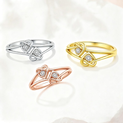 Personalized Double Birthstone Ring in 925 Sterling Silver – Custom Heart Ring, Meaningful Gift for Mom or Couple