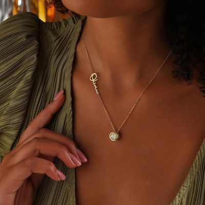 Collier personnalisé avec nom et pierre de naissance, en argent sterling 925, bijou astrologique fait main pour femme, cadeau d'anniversaire pour maman, fille ou meilleure amie