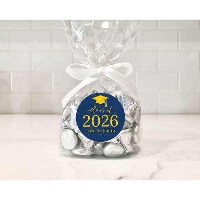 Custom Name Class of 2026 Graduation Stickers, Self-Adhesive Round Graduation Party Invite Envelope Seal Labels, Gifts for Graduates
