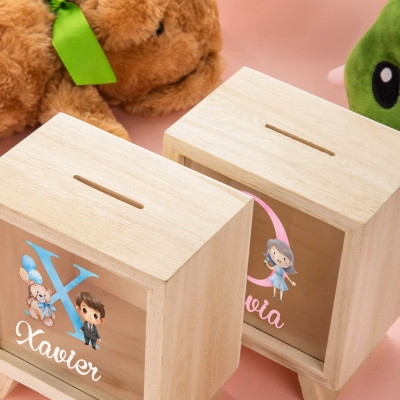 Personalisierte Spardosen mit verschiedenen Motiven
