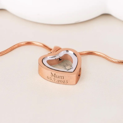 Gepersonaliseerde hartvormige urnketting met naam en foto, ashangerketting met hanger voor kat of hond, herdenkingssieraad voor huisdier, jubileum-/rouwgeschenk voor huisdiereigenaren.