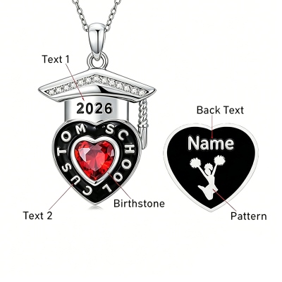 Personalisierte Halskette mit Geburtsstein und Namen, Sterlingsilber 925, graviert, Abschlussjahrgang 2026, Glückwunschgeschenk, Geschenk für Absolventen