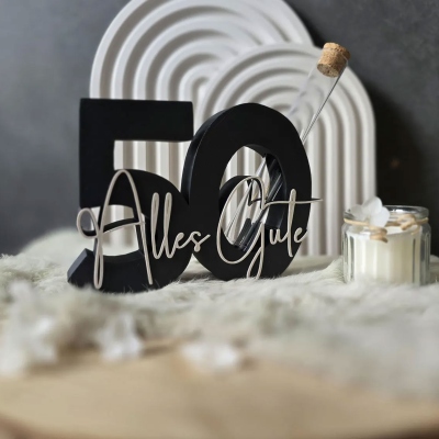 Gepersonaliseerde verjaardagsdecoratie met leeftijdsaanduiding en tekst, 0 tot 100 verjaardagsfeestdecoraties, verjaardags-/jubileumcadeau voor familie/vrienden/koppel