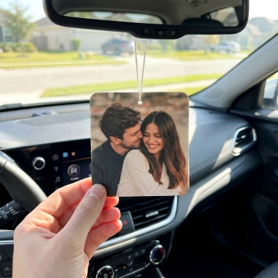 Personalized Photo Car Air Freshener, Funny Picture Double-Sided Fragrance, Car Accessory, Valentine's Day/Birthday Gift for Family/Couple/Pet Lovers