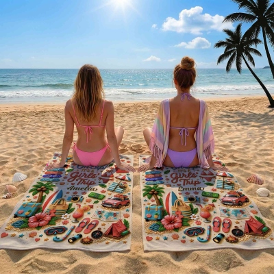 girl beach towel