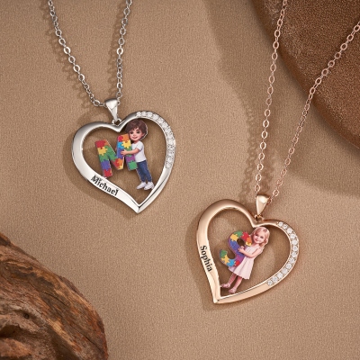 Cartoon Puzzle Portrait Pendant
