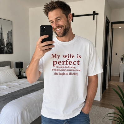 Personalized Is Perfect Soft 100% Cotton T-shirt with Title Quality and Text, Anniversary/Birthday Gift for Couple/Friend