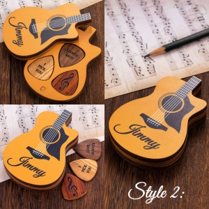 Gepersonaliseerde houten plectrums met koffer