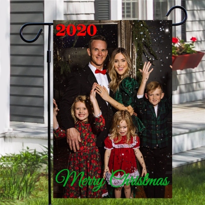 Personalized Chirstmas Garden Photo Flag Holiday Yard Flag
