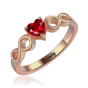 Infinity Ring With Heart Birthstone In Rose Gold