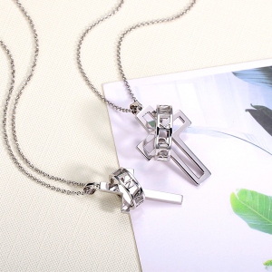 cross halo ring necklace