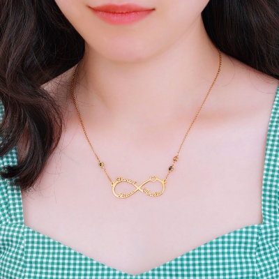 3 names Infinity birthtone necklace