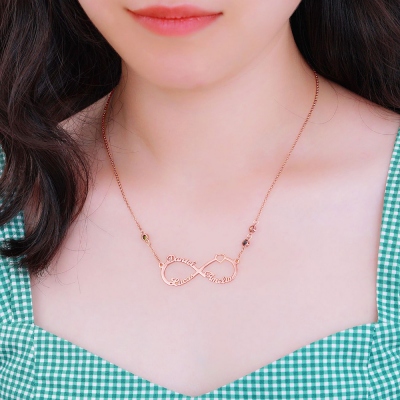 3 names Infinity birthtone necklace
