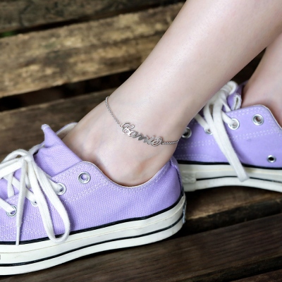 Personalized Name Anklet in Silver