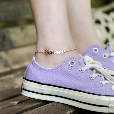 Personalized Name Anklet in Rose Gold